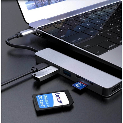 Usb Multiport 6in1 Docking Station Displayport Hub For Chromebook PD77W SD/TF Reader